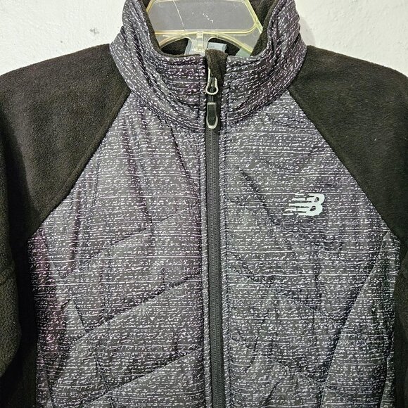 NEW BALANCE WOMEN'S ACTIVE WEAR RUNNING JACKET BLACK.GRAY FLEECE LINED   SZ L - Picture 3 of 8